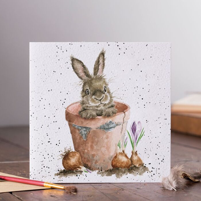 Wrendale Designs "The Flower Pot" Rabbit Card
